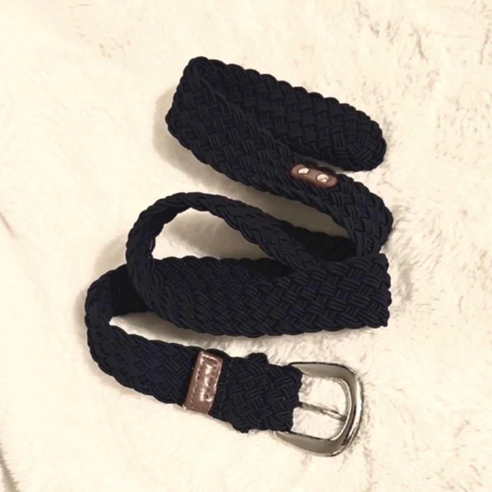 Lauren Ralph Lauren Navy Braided Belt with Silver Accent and Buckle Women's - Picture 5 of 5
